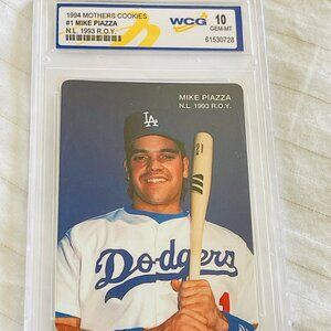 1994 MOTHERS COOKIES #1 MIKE PIAZZA ** NL 1993 R.O.Y. WCG 10 GEM MT.